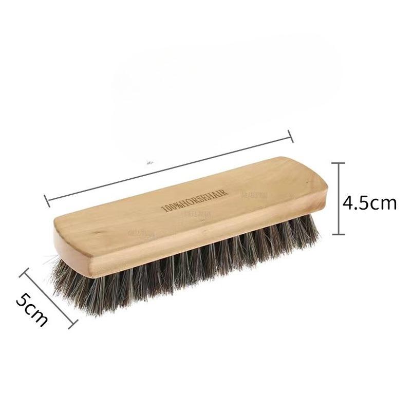 Horsehair Brush with Birch Wood Handle Soft Bristle for Leather Shoe Polish Suede and Nubuck Cleaning Care