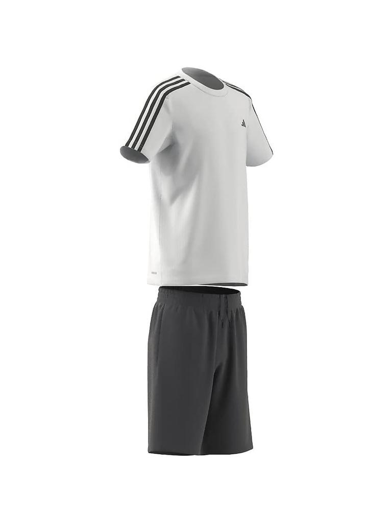 Adidas Train Essentials Aero Lady Regular Fit Training Gray Size 140 Kids' 3-Stripes Set, ECM35, Top White/Black, Bottom Six/Black (HS1608),