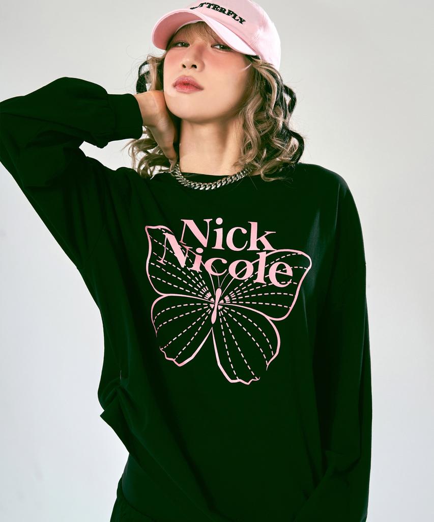 Nigaennikol Butterfly Signature Ls Top_Black Pink