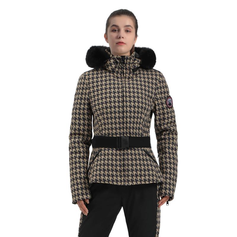 Slim Fit Ski Jacket for Women Outdoor Winter Warm Snow Coat with Fur Hood Women's Waterproof Breathable Insulated Windproof Skiing Snowboard Jackets