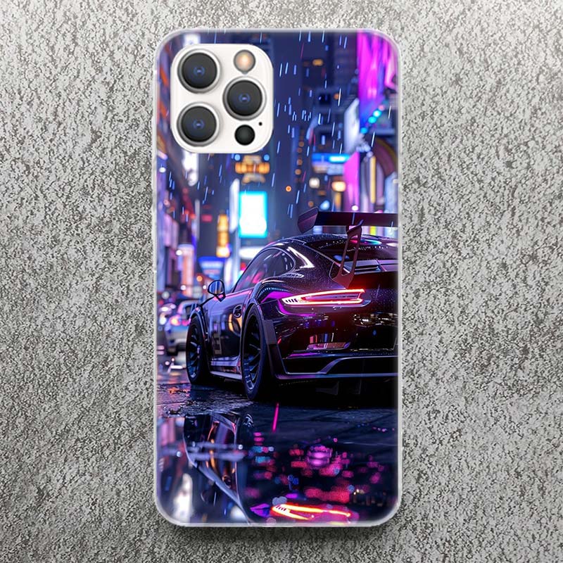 Cool Male Men Sports Cars Print Soft Case for iPhone 17 Air 16 16E 15 14 Plus 13 Mini 12 11 Pro Max Phone Shell SE 7 8 Pattern C