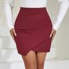 Women's Solid Color Irregular Skirt High Waisted Wrapped Hip Pleated Short Skirt Mini Skirt