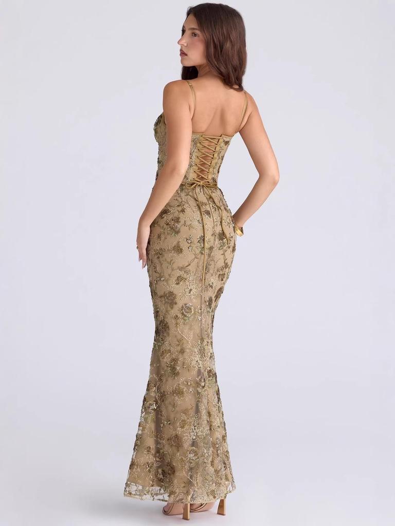 2026 Abito Elegante con Lacci e Schiena Scoperta Slim-fit da Donna