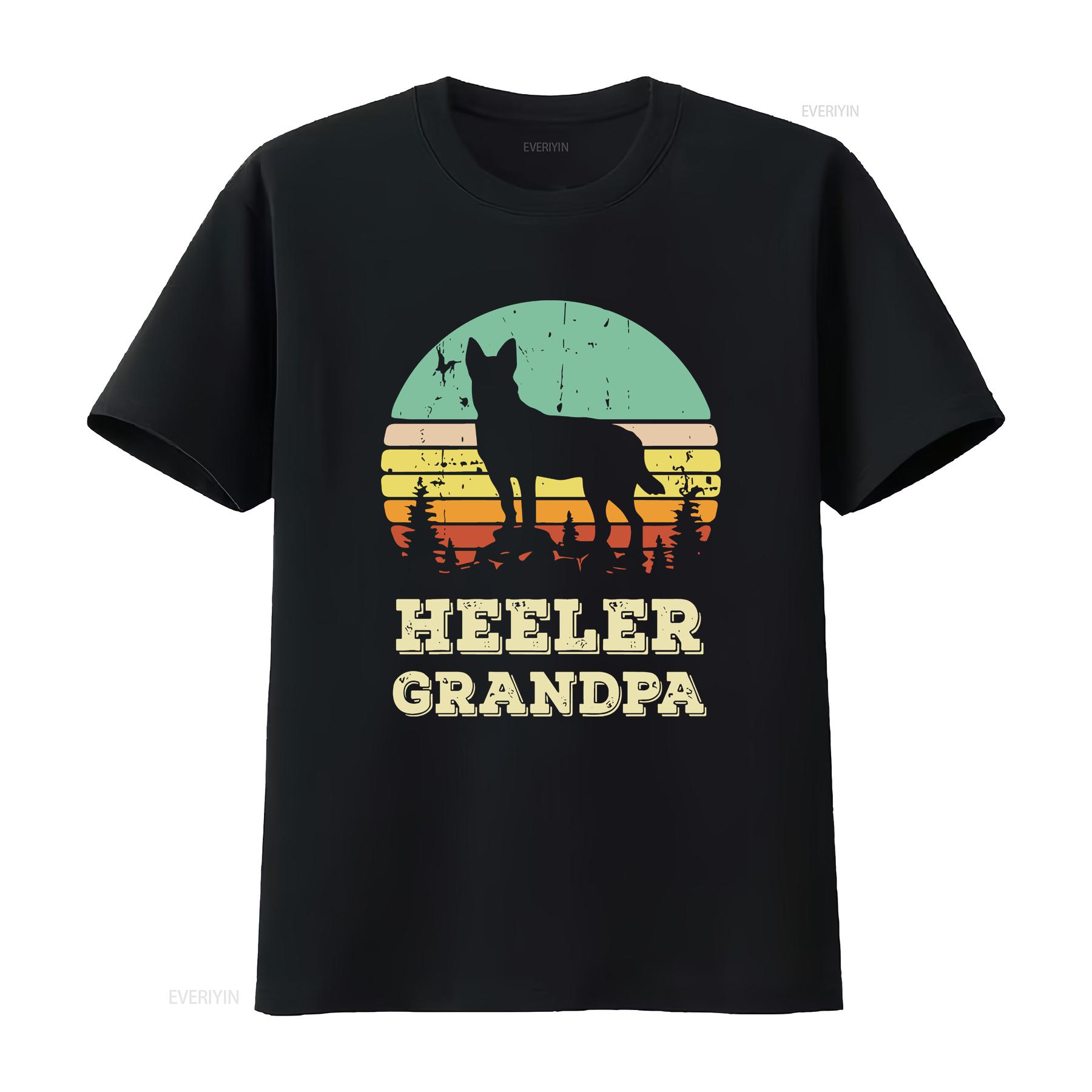 

Heeler Grandpa T Shirt Dad Father Pet Australian Cattle Dog Red Blue Owner vintage Washed Stylish Stretched fashion homme 4XL