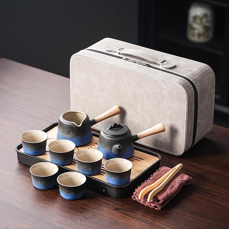 Gradual change Kung Fu tea set Portable travel tea set Household light luxury ceramic office tea