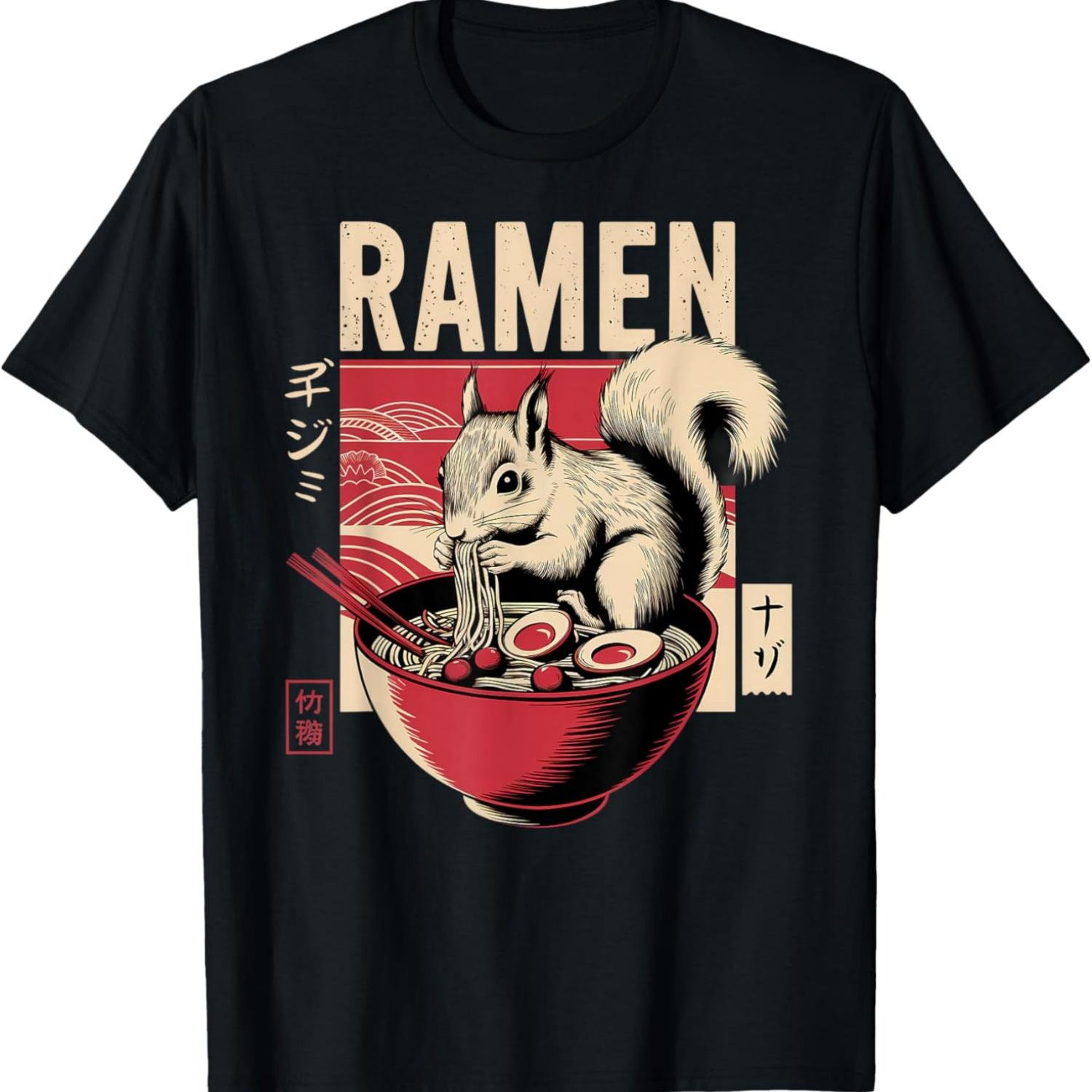 

Anime Squirrel Manga Kawaii Otaku Japanese Ramen Squirrel T-Shirt XXXXXL чёрный