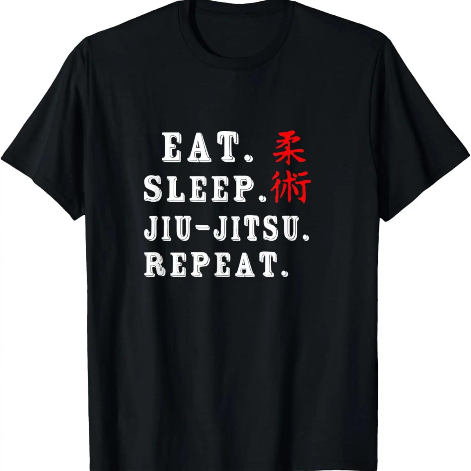 

Funny Eat Sleep Jiu Jitsu Repeat Brazilian BJJ MMA Gift Men T-Shirt XXXXXL чорний