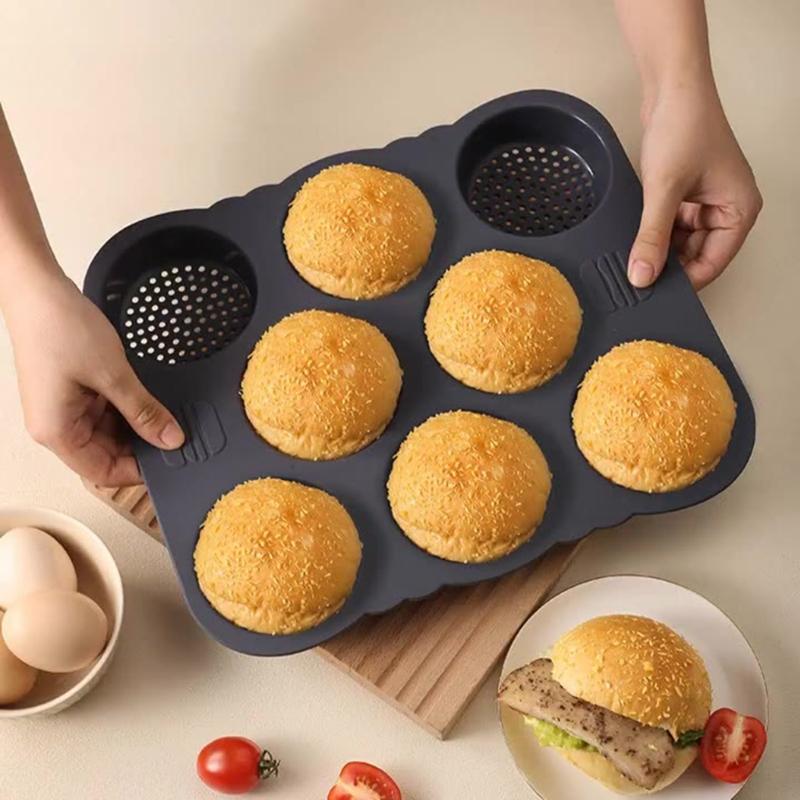 Elastomer 8 Hole Baking Extent Flexible Permanent Not Toxic Cast For Homebrewed Breads Rolls A0KF