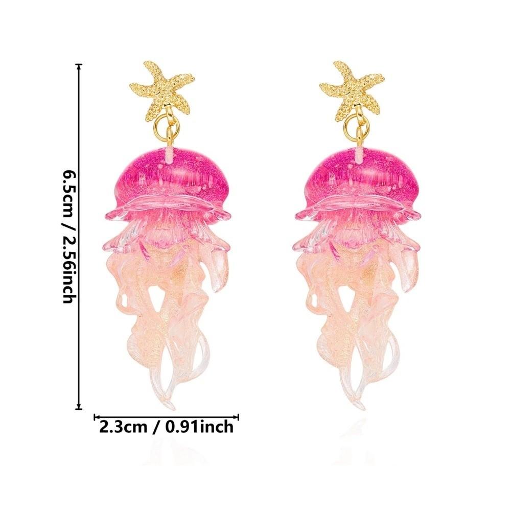 Acrylic Jellyfish Dangle Earrings Creative Starfish Charm Earrings Beach