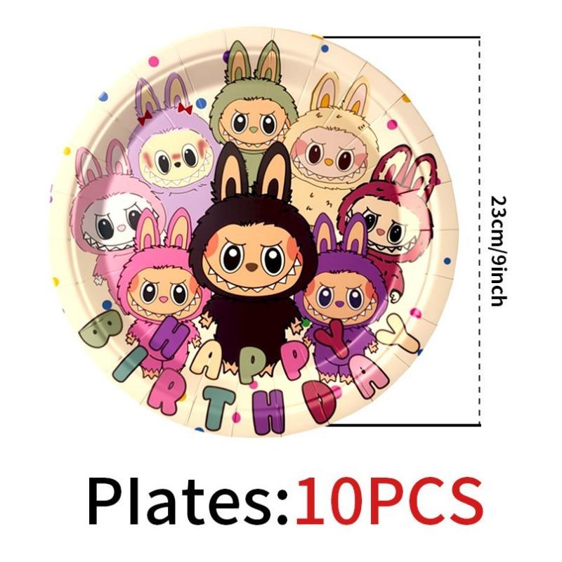 New super cute birthday tableware party theme disposable paper plate tissue paper cup tablecloth flag cross