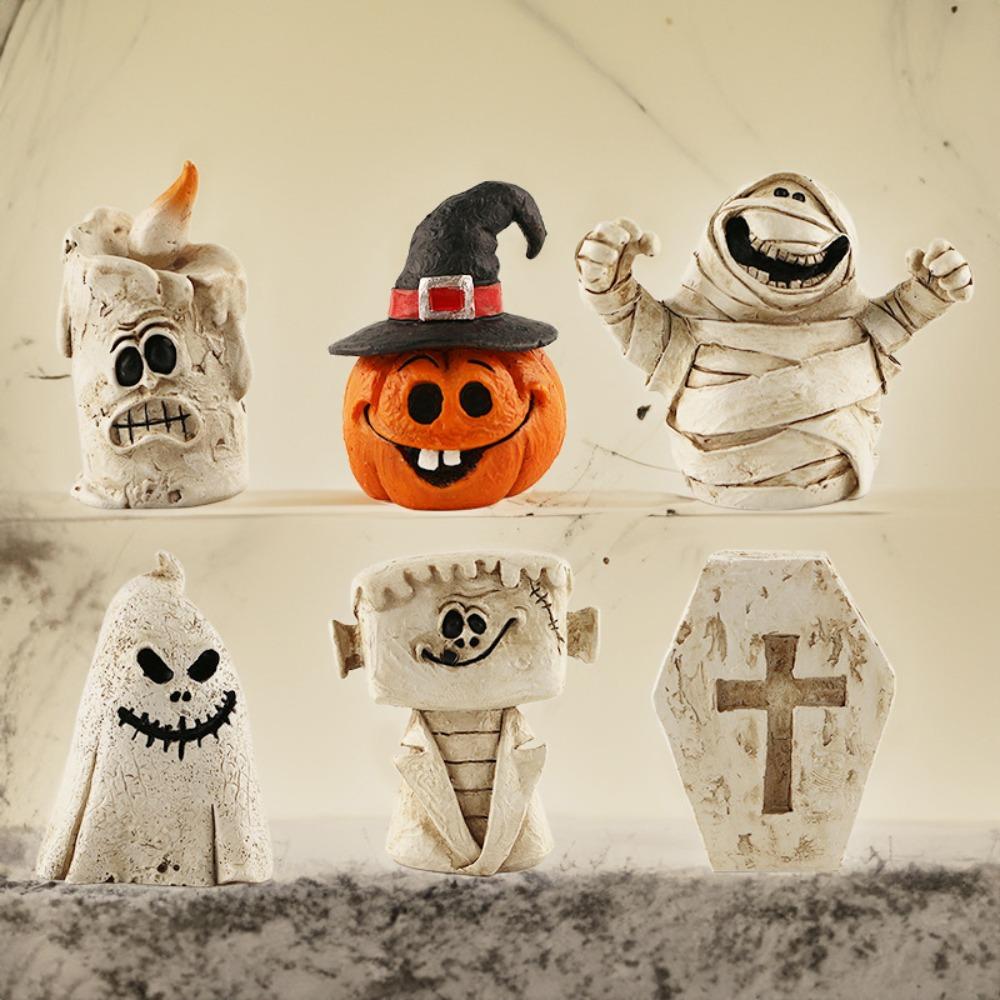 

Resin Pumpkin Head Ornaments Tide Play Desktop Decorations New Scene Decoration Halloween Candle