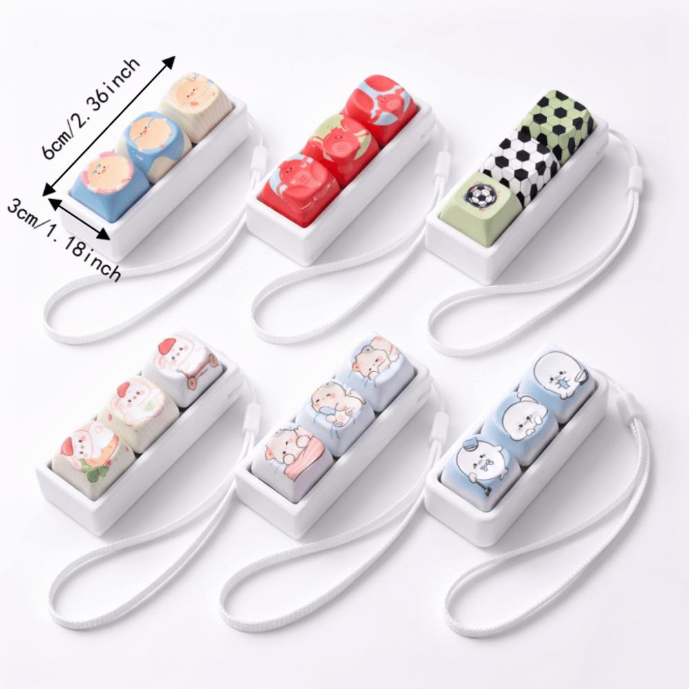 Cartoon Cat Keycap Fidget Keychain 3 Keys Finger Press Keycap Keychain  Calming