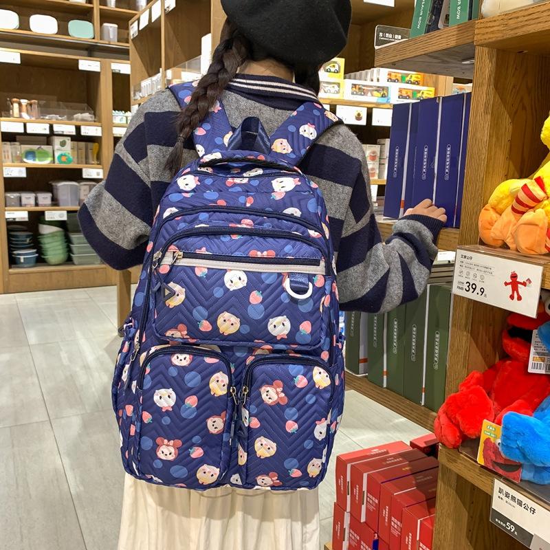 Stylish small fresh printed student backpack trendy cute lightweight backpack junior high school large capacity schoolbag