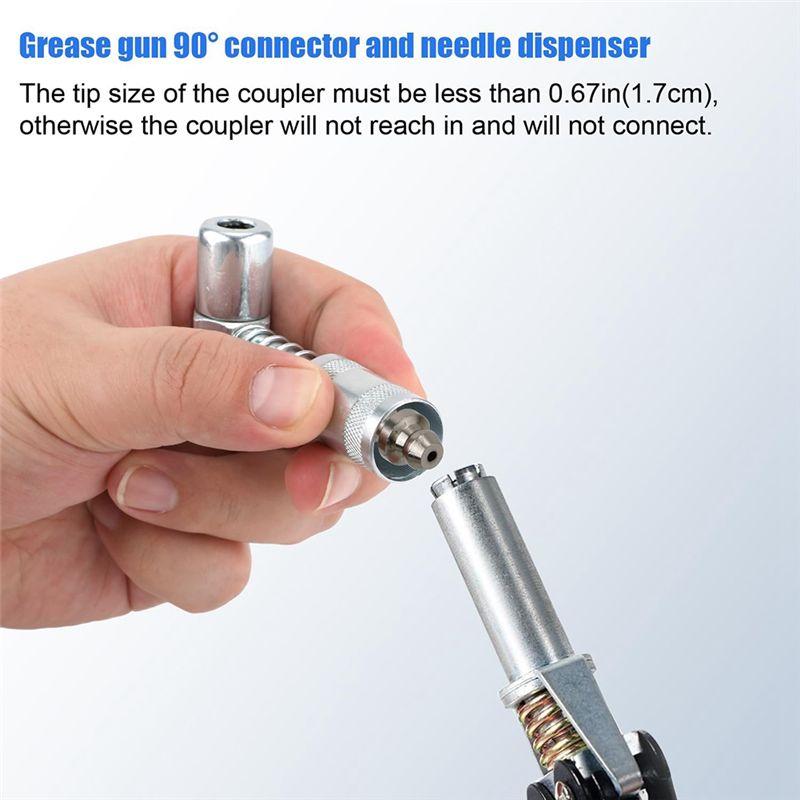 AT21-Grease Injector Needle Tip 90 Degree, 5Pcs Grease Needle Kit Grease Coupler Fitting Nozzle