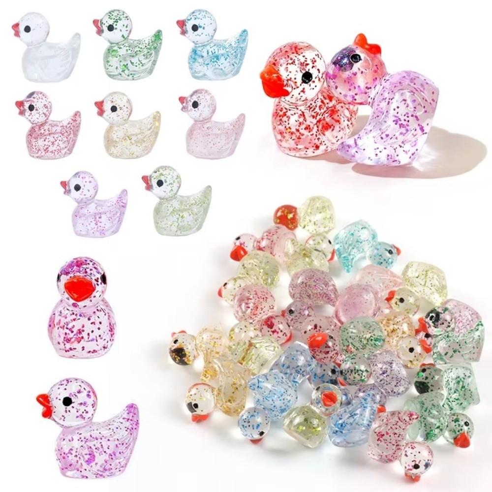 Glittering Resin Duck Figure Toy Mini Small Mini Tiny Ducks Miniature Duck Ornament Landscape