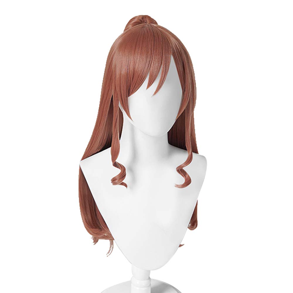 cosplay with long perfect for parties and plus 4 bonus items Heat-resistant wig, reddish-brown bun, hair, disguises,