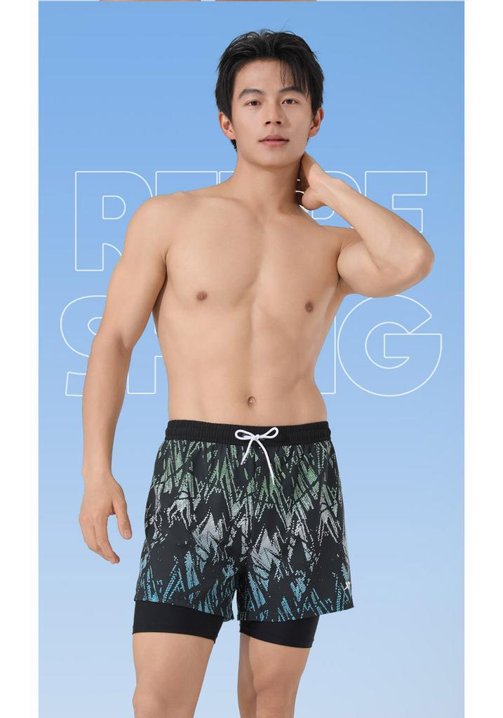 Xtep Men's Professional Sports Double Layer Swimming Shorts
