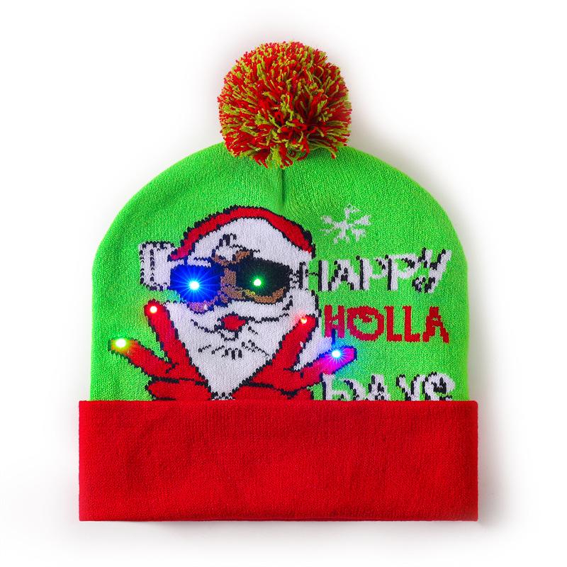 LED Light-Up Elk Jacquard Knit Hat & Scarf Set for Christmas & New Year.