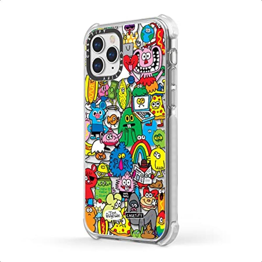 CASETiFY Ultra Impact Case for iPhone 12 iPhone 12 Pro Fun Friends by Jon Burgerman Clear Frost