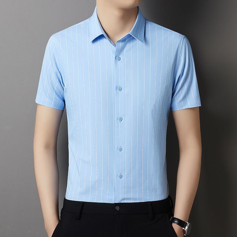 Мужская рубашка летняя с коротким рукавом модная молодежная корейская трендовая мужская — фото 2