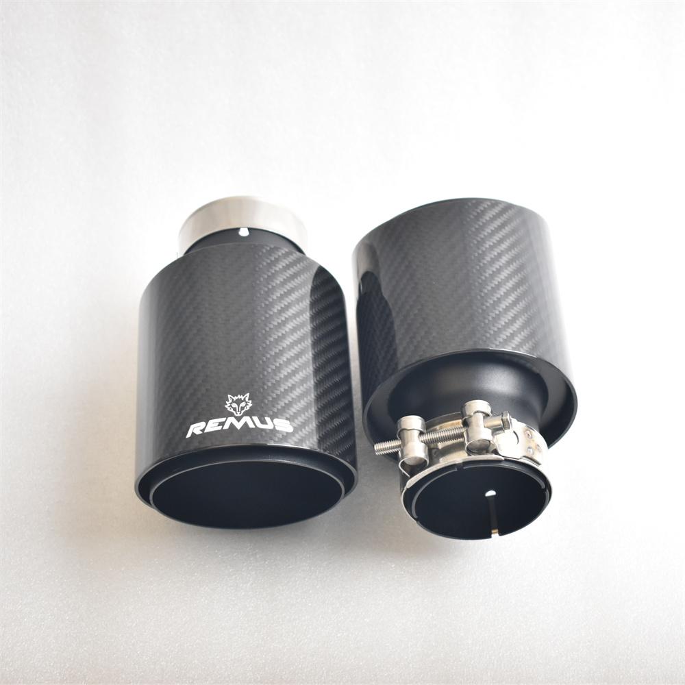 RE 1pcs Carbon Fiber Car Exhaust, Matte Black Car Modification, Angled Stainless Steel Muffler Nozzle Car Tailpipe