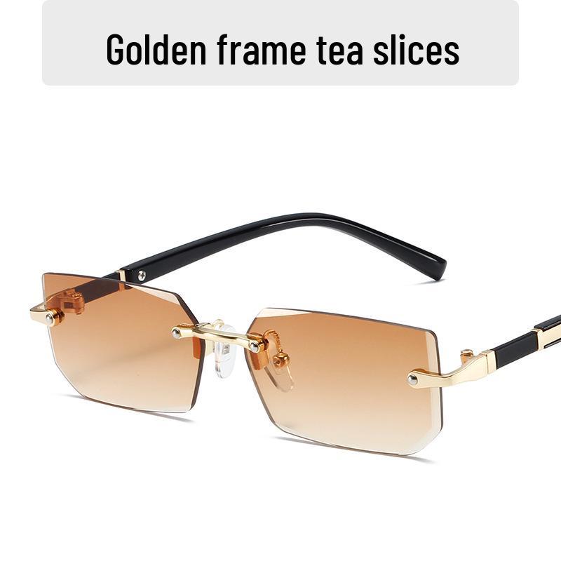 Frameless Square Women's Sunglasses - Trendy, Blue Light Blocking Glasses for Live Broadcasts