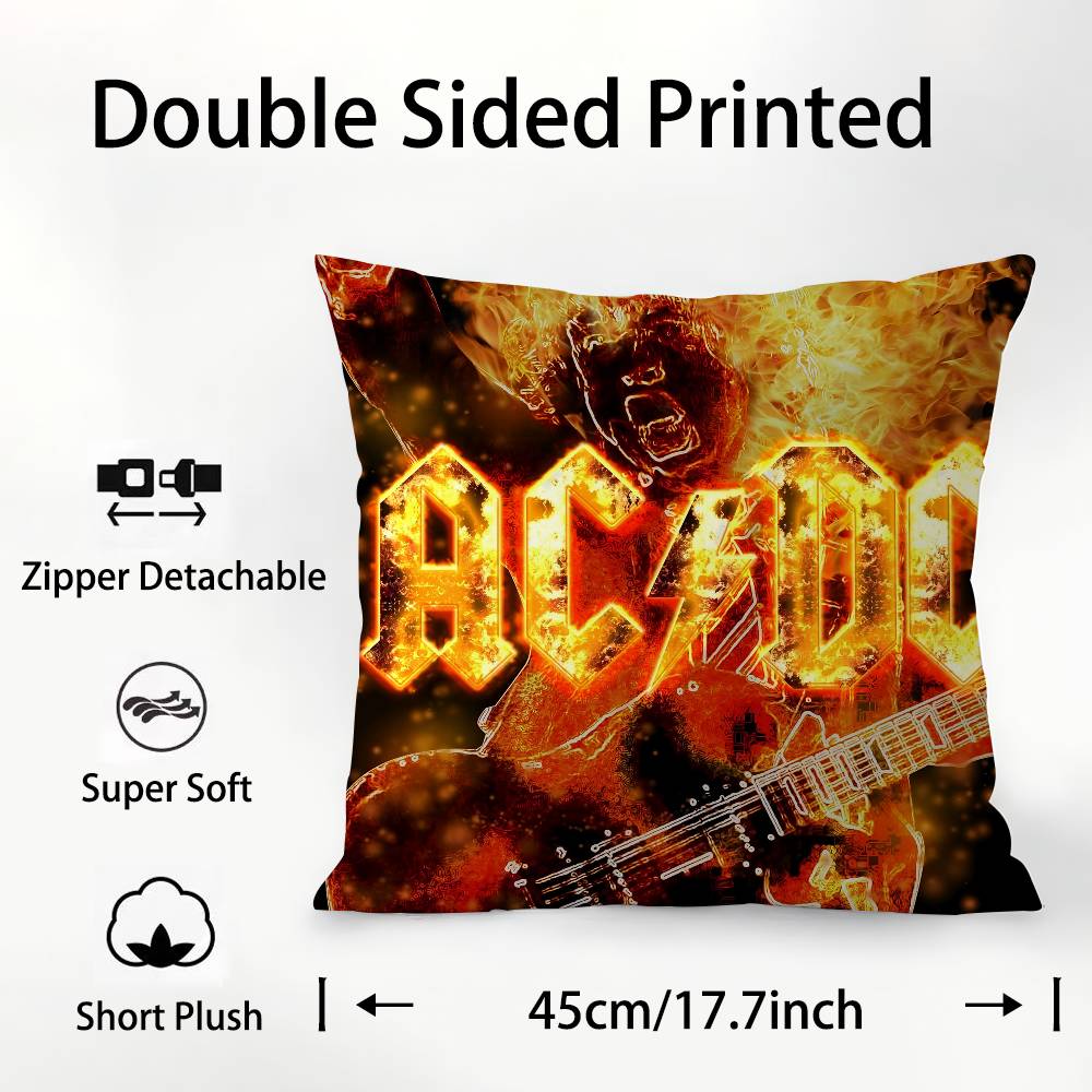 

Наволочка для подушки рок-гурту AC/DC Квадратна з двостороннім принтом Наволочка для подушки для дивана, дому, спальні, декор, подарунок 12x12Inch