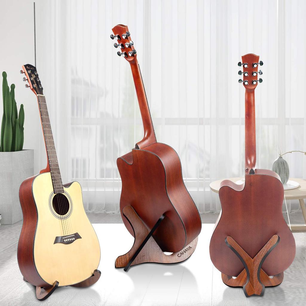 CAHAYA Guitar Stand for Acoustic and Electric Guitars (Product Number 007426069-0001) - Foldable, Easy-to-Assemble, Multi-Purpose Wooden Guitar
