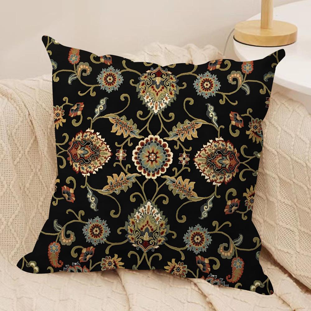 Persian Rug Pattern Cushion Cover Soft Plush Fabric Double-Sided Printed Sofa Cushion Cover For All Seasons Home Decor Gift