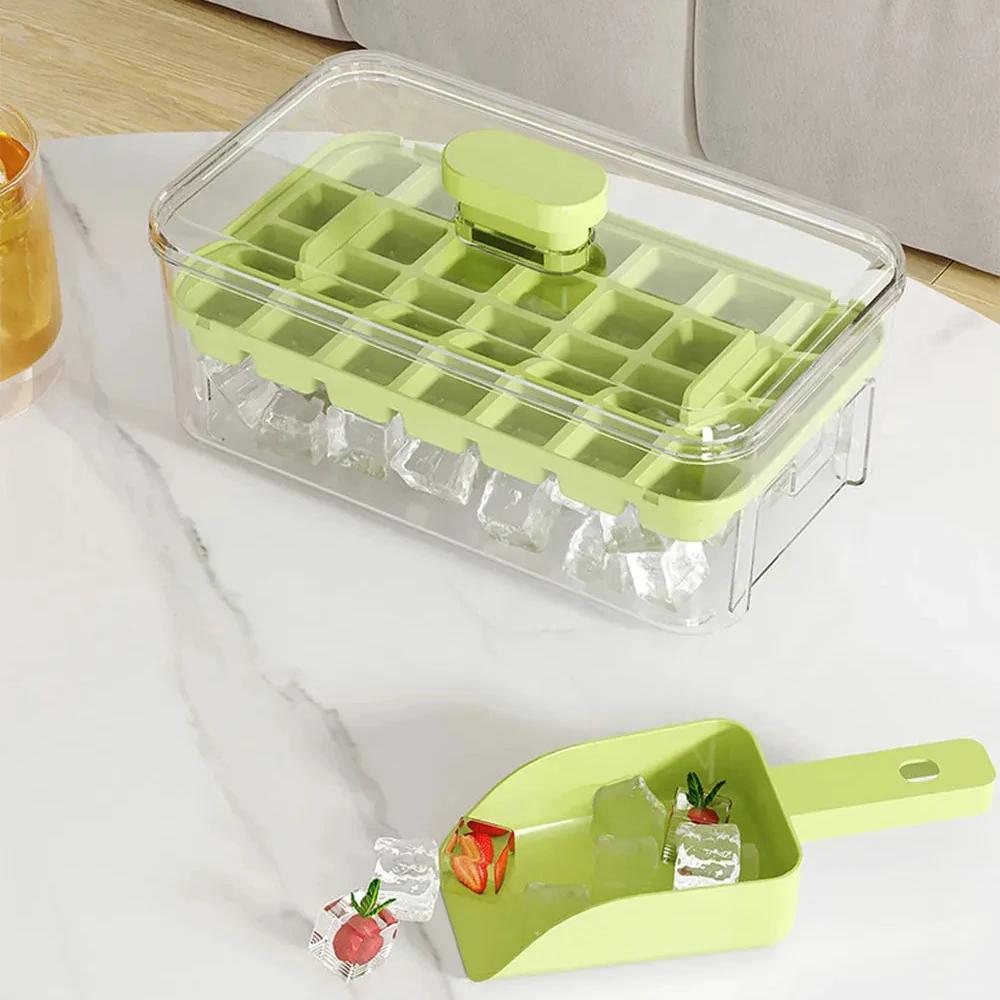 28/56 Gitter Eiswürfelform Presse zum Entfernen von Eis DIY langlebige Silikon Eiswürfelform mit Deckel Schaufel Aufbewahrungsbox Gefrorene Form