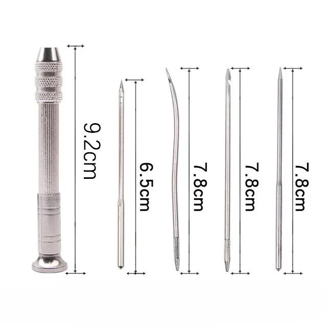 Premium Stainless Steel Shoe Repair Awl & Crochet Hook with Nylon/Waxed Thread for Leather Sewing