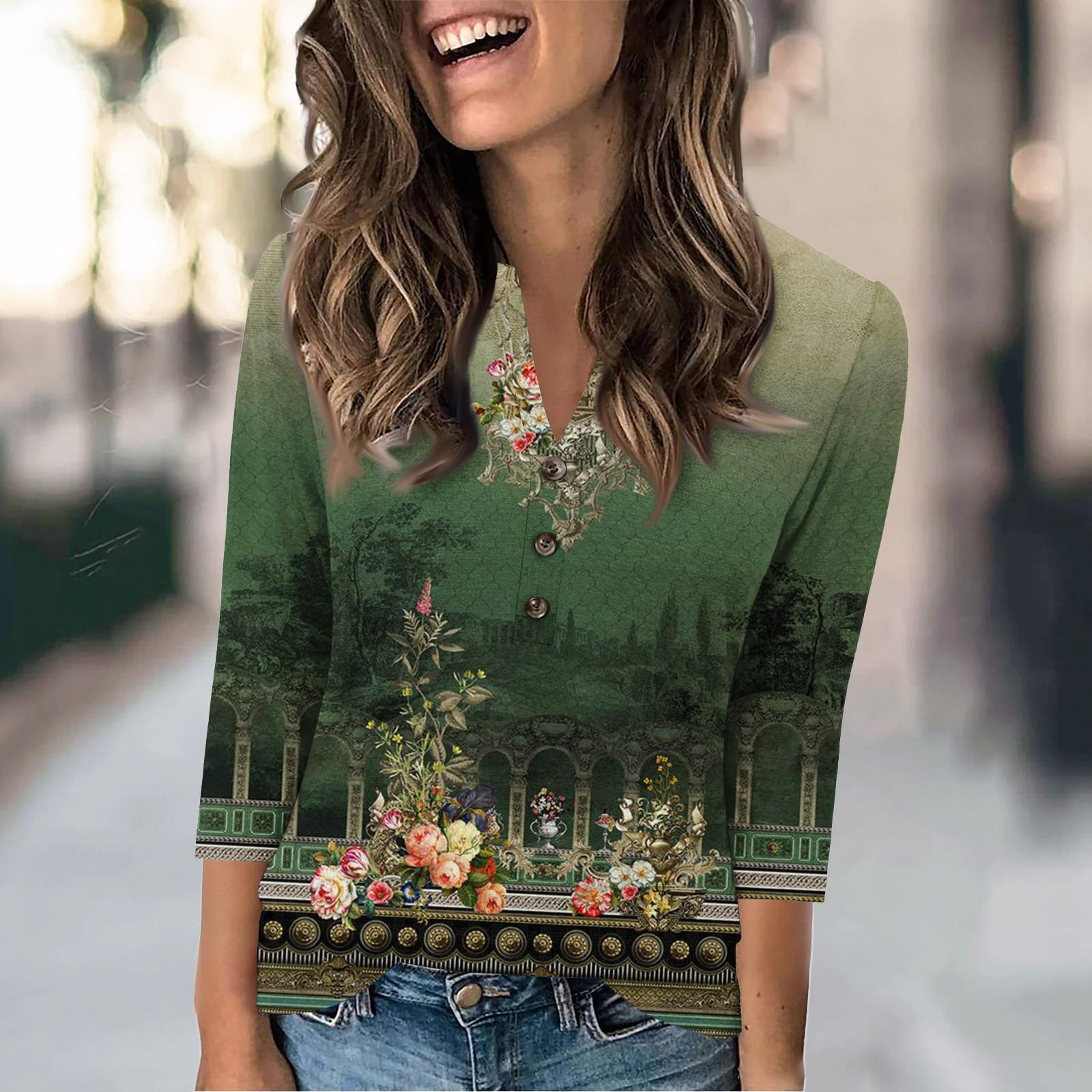 

Женская мода повседневный свободный топ с рукавом 3/4 и круглым вырезом XXXL