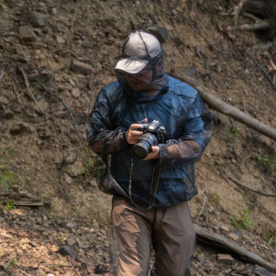 2Pcs/Set Mosquito-repellent Suit Ultra-light Mesh Full Cover Design Pullover Tops Elastic Waist Long Pants Set Mosquito Net Outfit