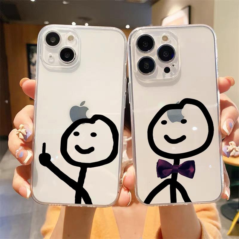 

Забавный милый мультяшный прозрачный чехол для телефона iPhone 15 14 13 11 12 Pro Max X XR XS 7 8 Plus SE, мягкий чехол, роскошный чехол Funda