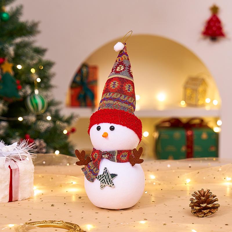Christmas Snowman Plush Ornaments and Santa Doll Photo Props for Store Displays