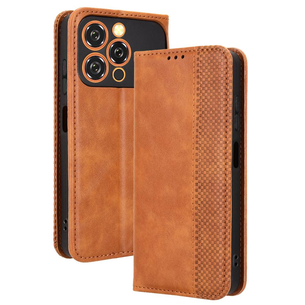 Flip Cover Compatible for Oukitel C17 Leather Case [Flip Vintage Leather] Shockproof Durable Retro Phone Case