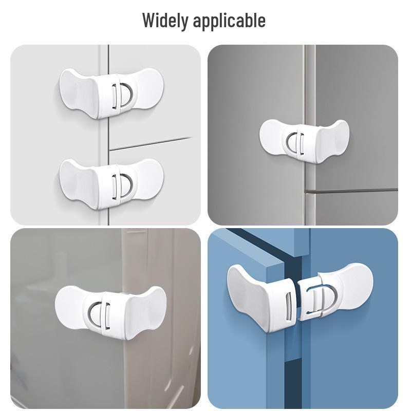 FJF Double Lock Hole-Free Safety Latch for Drawers, Cabinets, and Refrigerator Doors
