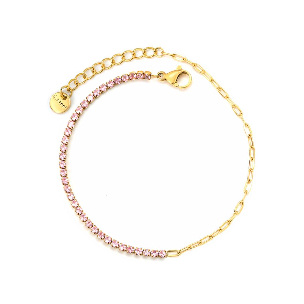 Colorful Zirconia Chain Link Bracelet Simple Luxury Design Women's Fashion Versatile Jewelry
