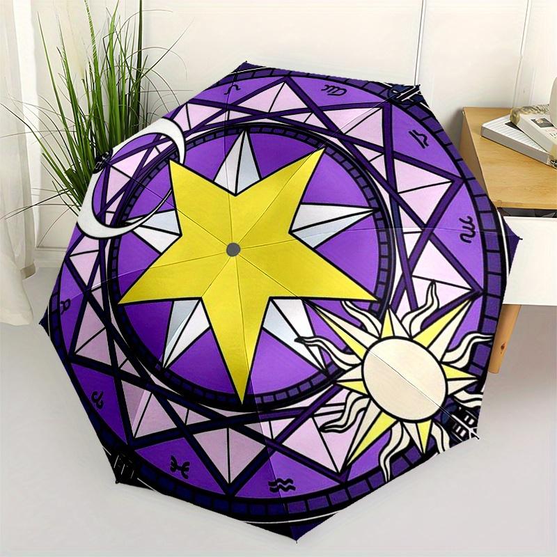 

Magical Star Stained Decor Umbrella, Portable 3-Fold Compact Umbrella for Men & Women ES51
