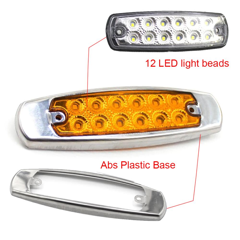 10Pcs 12-24V LED 12LED Car Side Marker Light Universal For Truck For Truck Trailer Lorry Caravan Waterproof Clearance Light