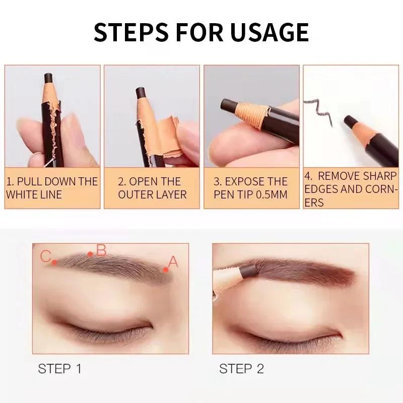 Waterproof Cosmetic Eyebrow Pencil Microblading 1818 Tear Off Eyebrows Tatoo Lasting Easy Coloring 5 Colors Definer Makeup Tools