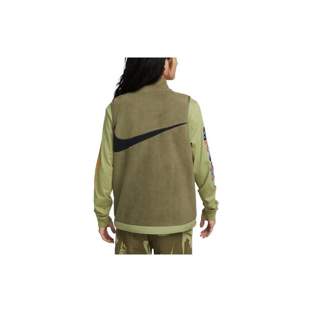 Nike Fleece Winter Vest With Embroidered Logo, Stand-Up Collar Men Tops Green DQ4899-222