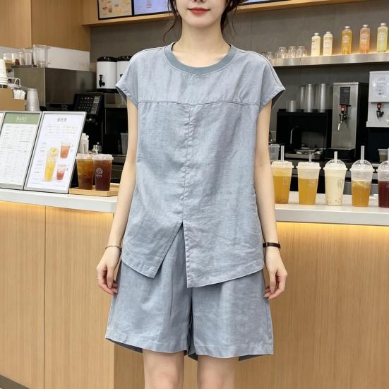 Yousheng Summer 2 Piece Sets for Women, Short Sleeve Crew Neck Top And Shorts Matching Set, Casual Loose Lounge Outfits