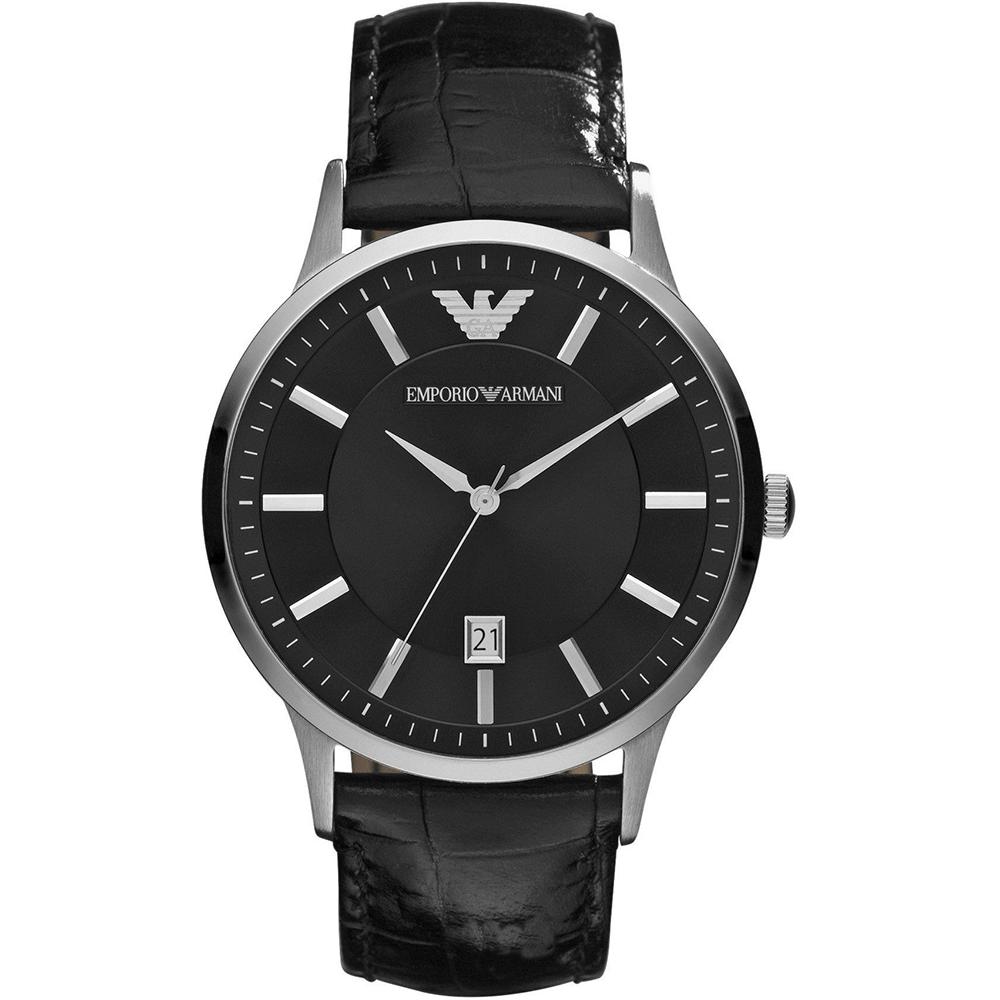 

Emporio Armani Renato Black Leather Gents Quartz Watch AR2411 чёрный