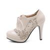 Fashion Black Pink White Heeled Women's Pumps Shoes Lace Up High Heels Shoes Female Lace Party Wedding Shoes Ladies 2024 Spring