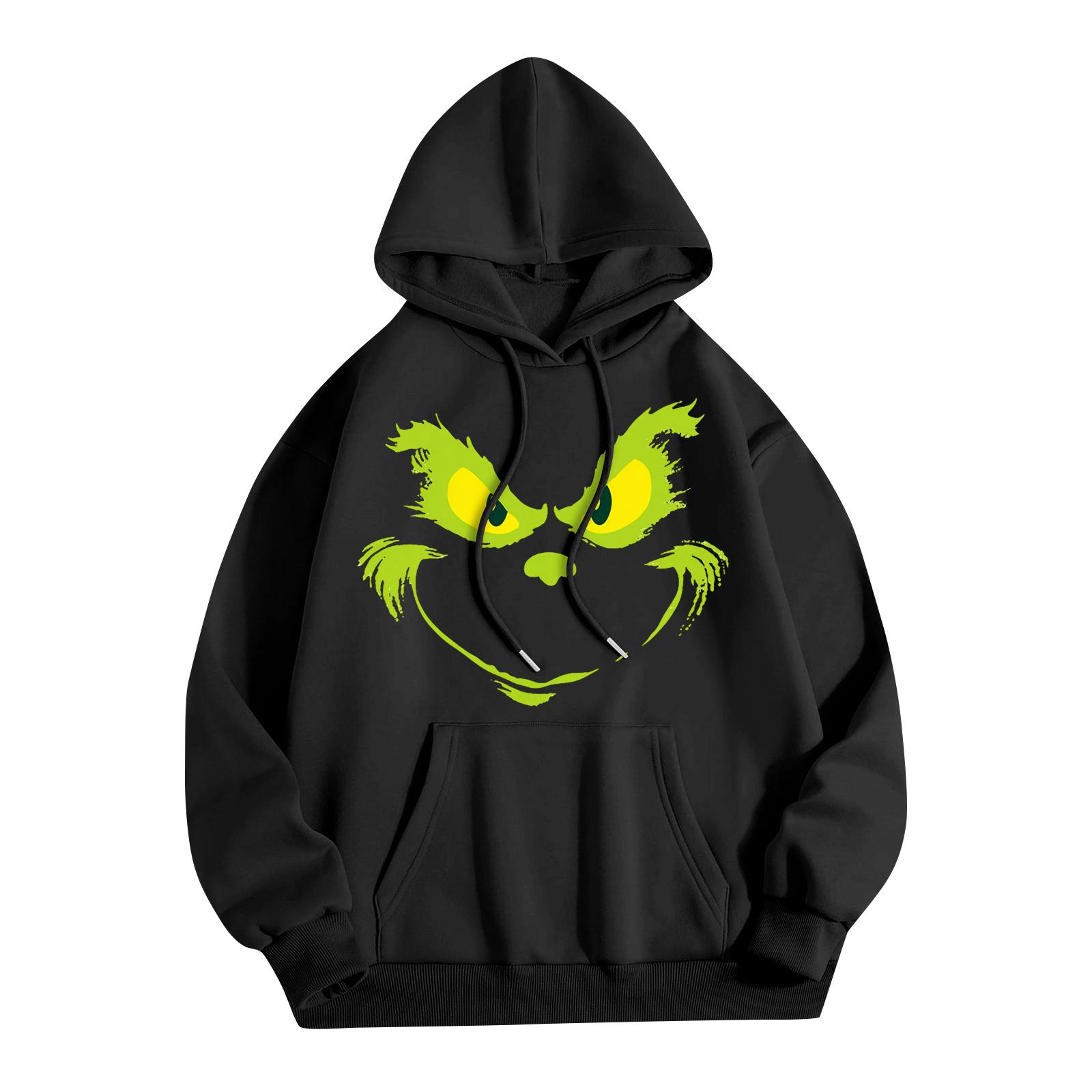 

Женская модная повседневная толстовка с капюшоном и карманами с рождественским принтом L