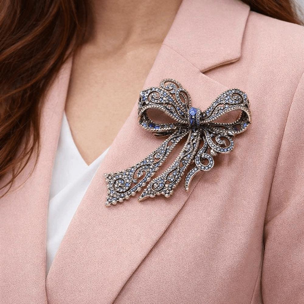 Luxury Rhinestone Bow Brooch Exquisite Bowknot Pin Fashion Corsage Decoration  Gift Giving
