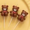5Pcs/Set Pink Brown Cartoon Little Bear Shaped Candle Birthday Holiday Couple Party Cake Decoration
