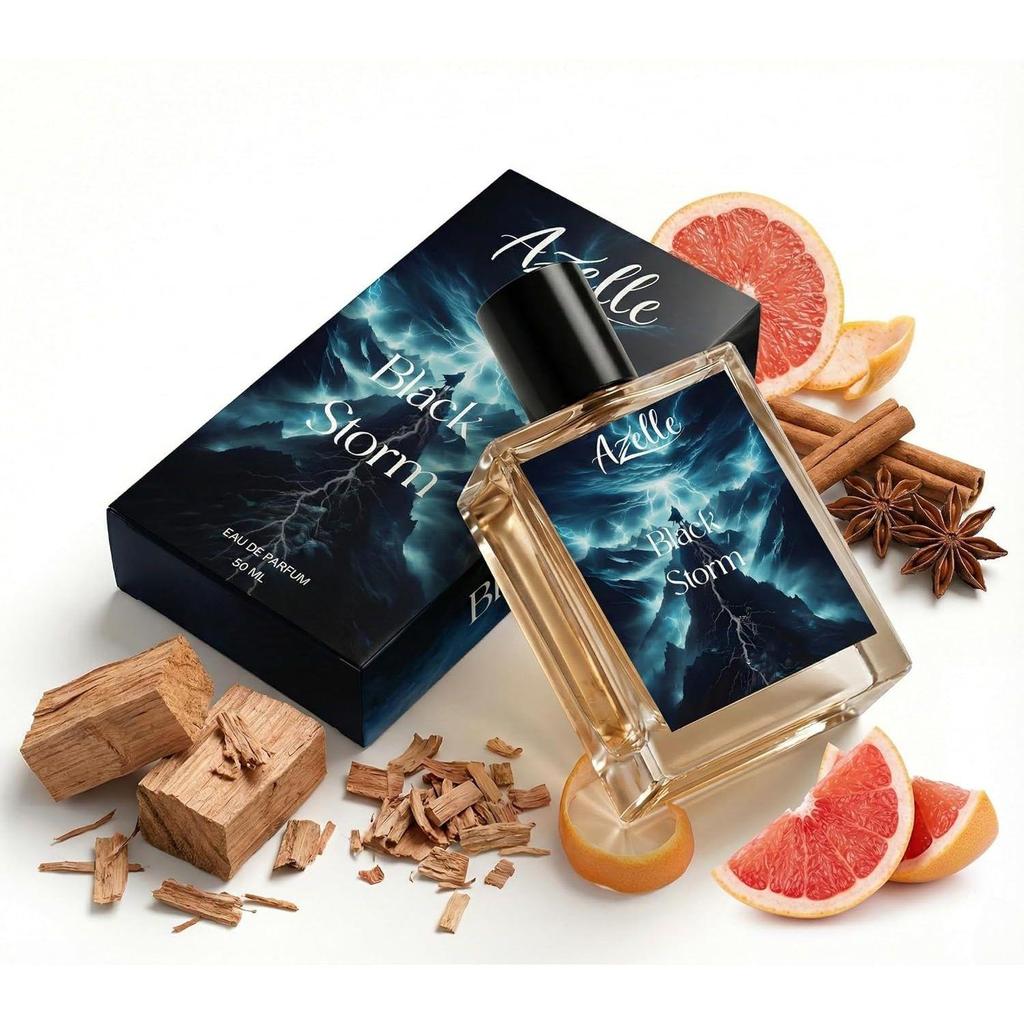 Black Storm Long Lasting Eau de Parfum for Men | Premium Woody Spicy Citrus Musk Fragrance | Strong Masculine Scent for Daily, Office