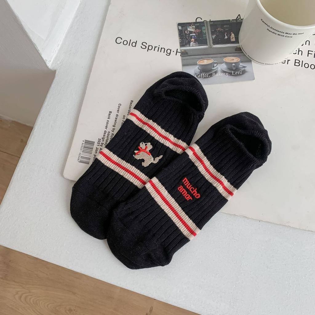Ab Puppy English Socks Women'S Low-Top Pump Socks Fashionable And Comfortable Cotton Socks Cute Preppy Style Versatile Women'S Socks